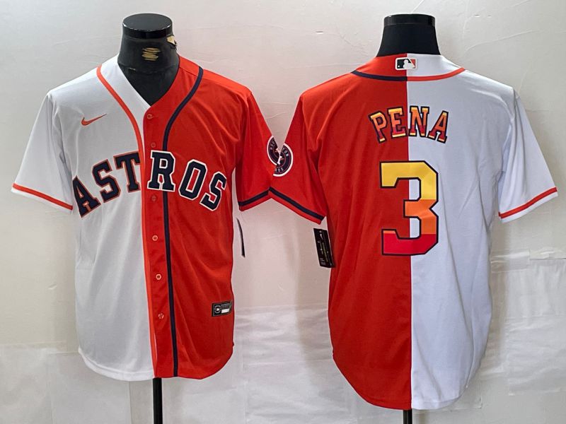 Men Houston Astros #3 Pena White orange Nike 2024 MLB Jersey style 1->houston astros->MLB Jersey